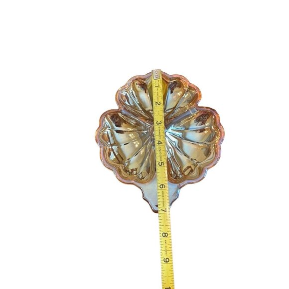 Vintage Jeanette Carnival Glass Marigold 3 Leaf-Shaped Candy/Nut Dish 6" Long - Picture 3 of 4